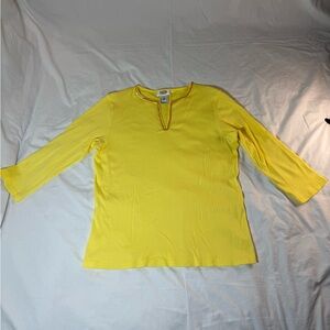 Talbots Bright Yellow Knit 3/4 Sleeve Top Size Large